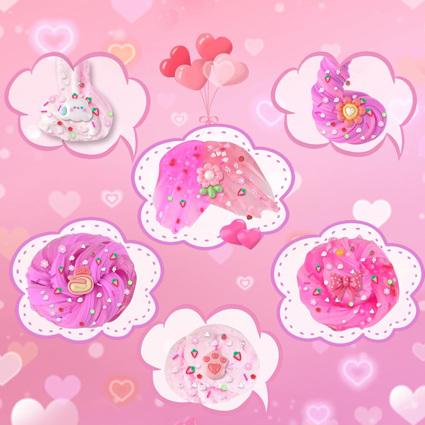 6 Pack Slimes Pink Slime Kids Cloud Kit
