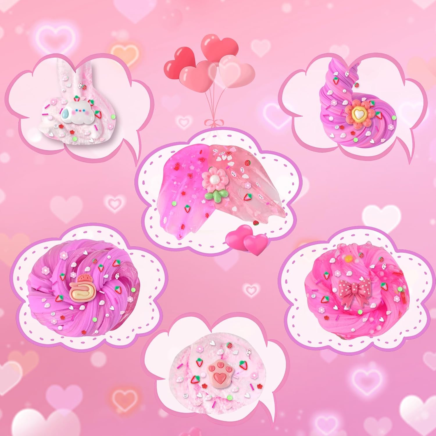 6 Pack Slimes Pink Slime Kids Cloud Kit