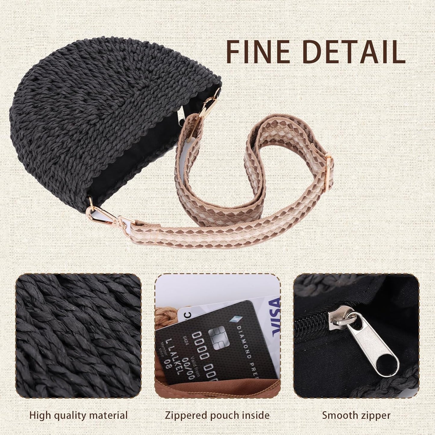 Handmade Straw Crossbody Bag