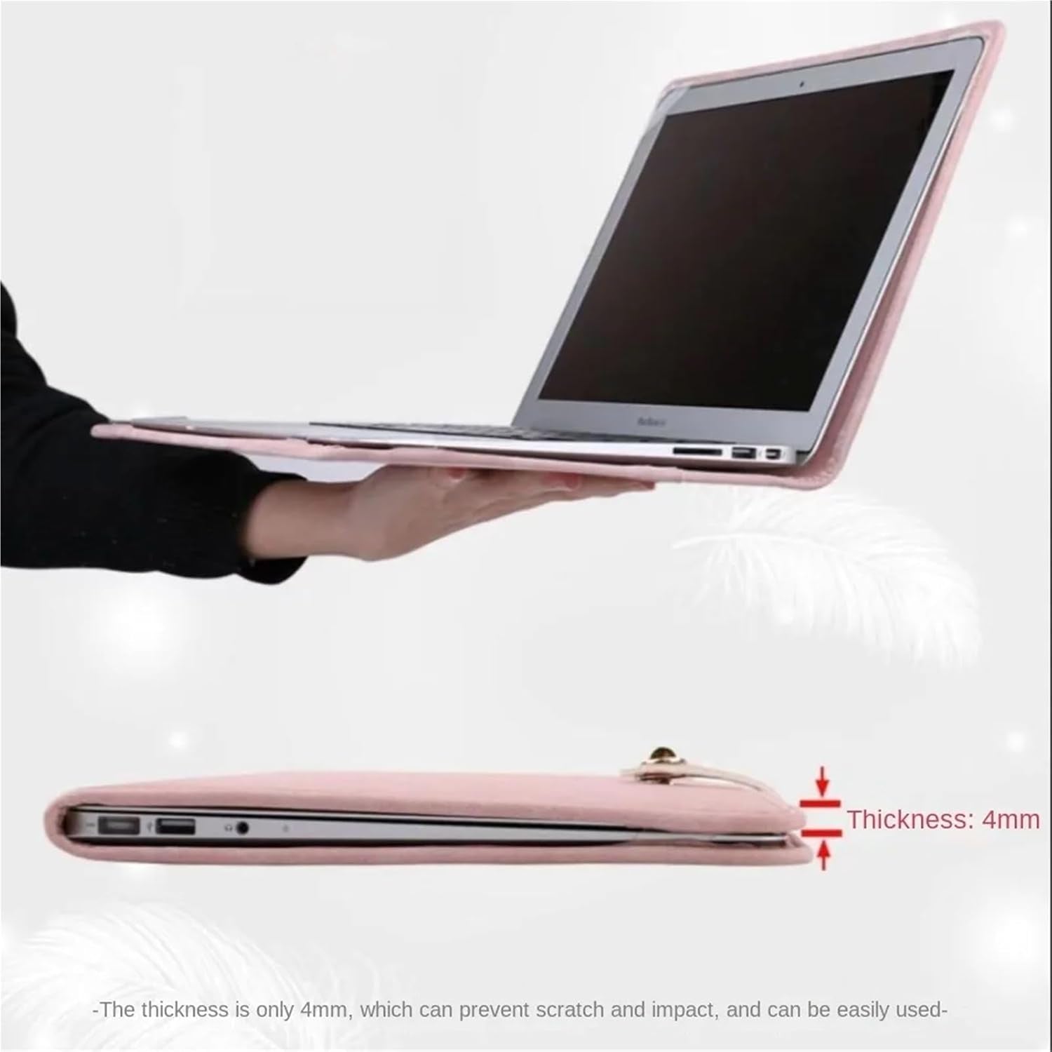 PU Laptop Sleeve Pink with Handle 