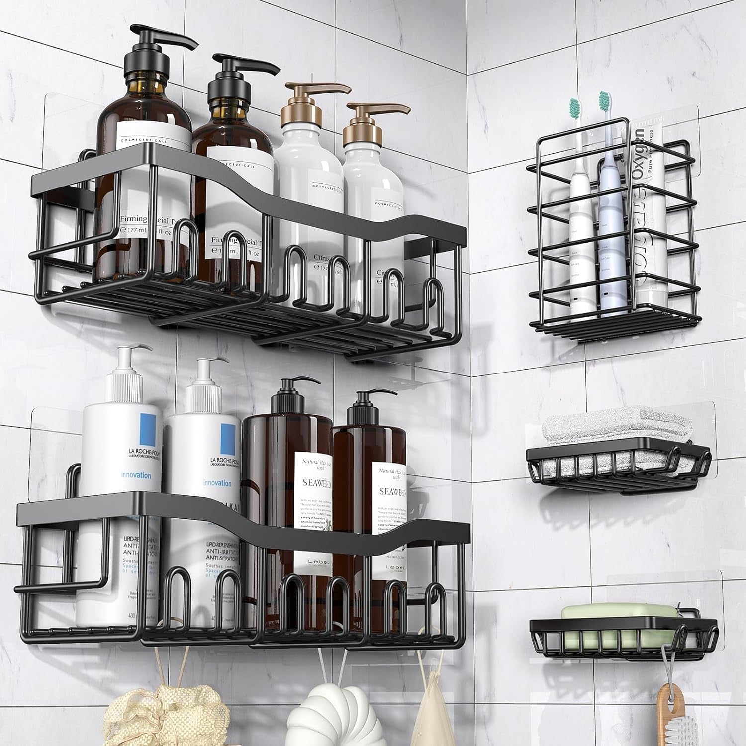 Adhesive Shower Caddy, 5 Pack Rustproof
