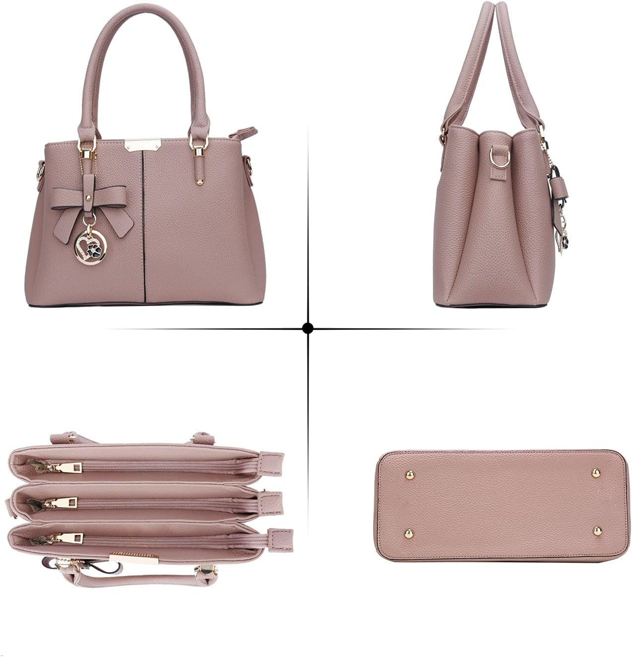 3 Zippered Compartments Purses 
