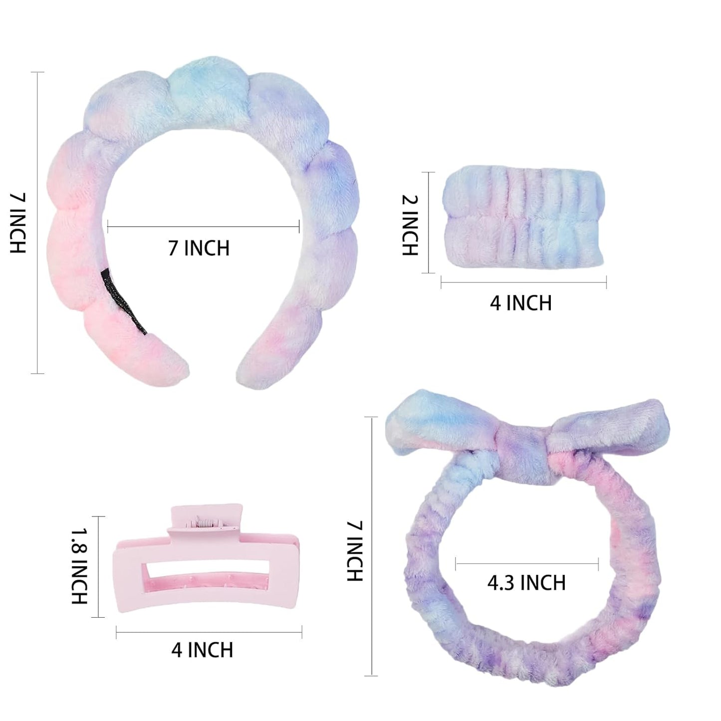 7 Pcs Spa Set Facial Headband ,Wristband