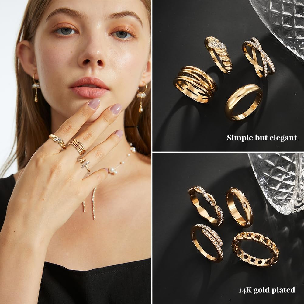 Golden Silvery Black Kunckle Rings Set