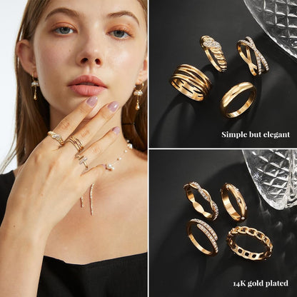 Golden Silvery Black Kunckle Rings Set