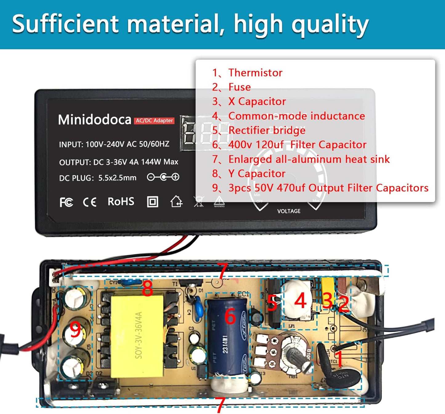 144W Power Supply Adjustable DC 3V ~