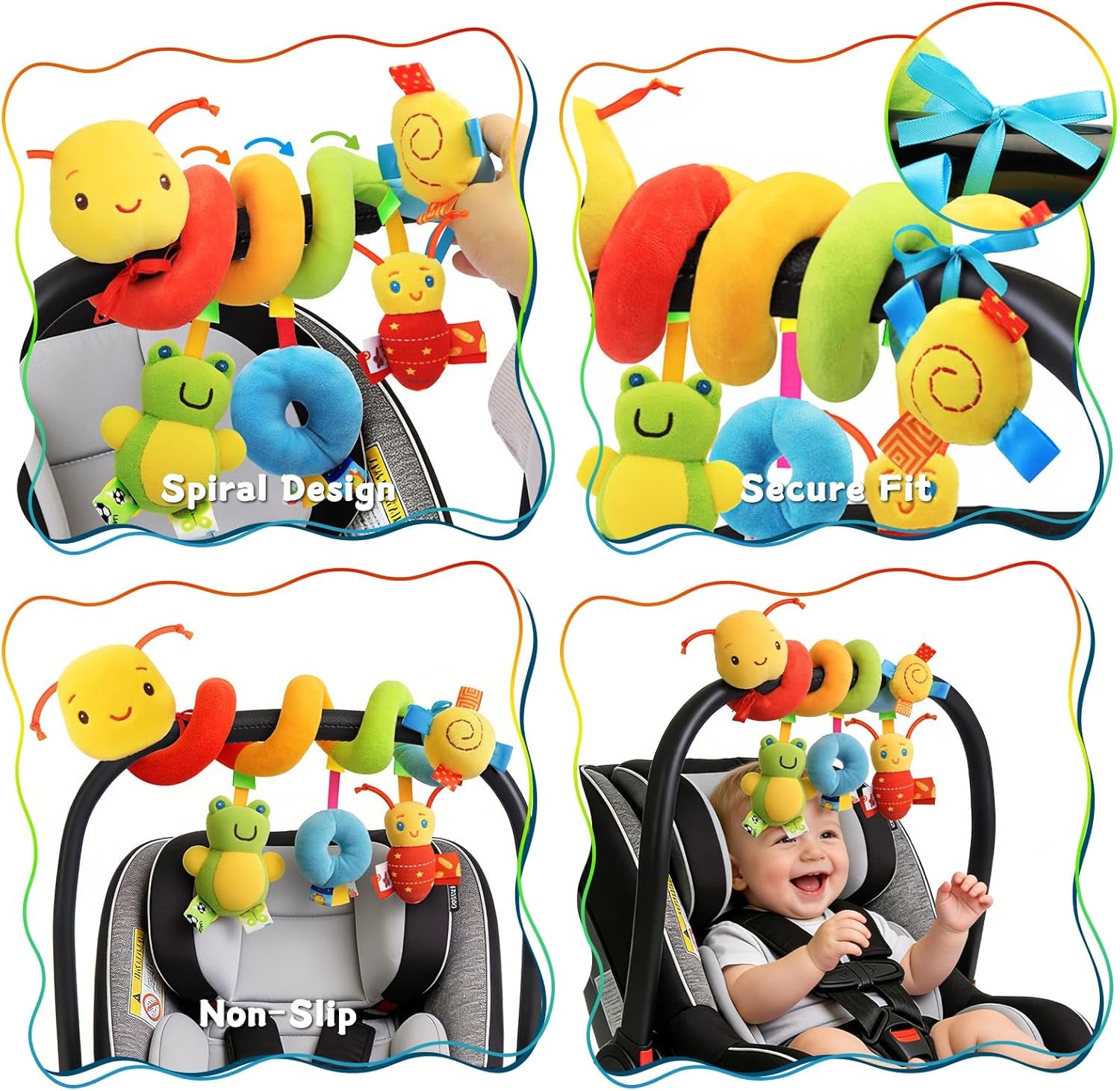 Spiral Car Seat Toys - Baby Sensory Soft
