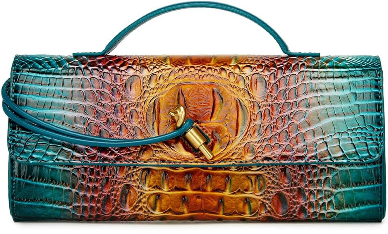 Trendy Women Crocodile Evening Clutch 
