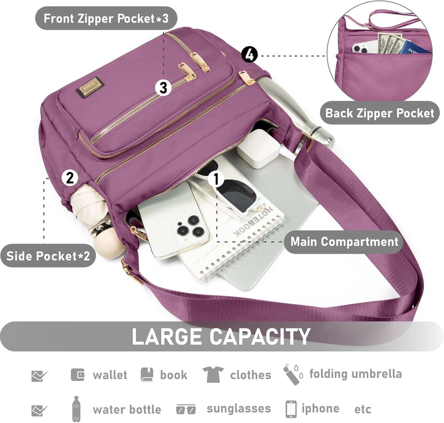 Crossbody Bag for Women, Shoulder Purse 