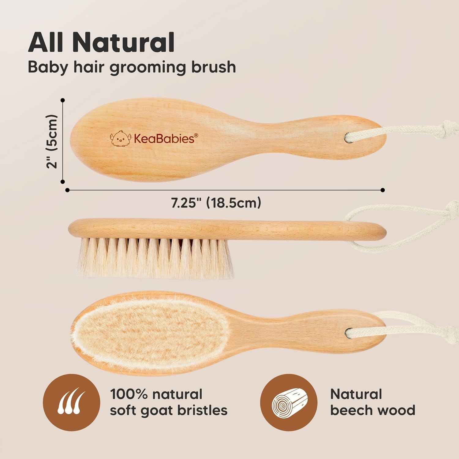 Wooden Baby Hair Brush for Toddler Girls