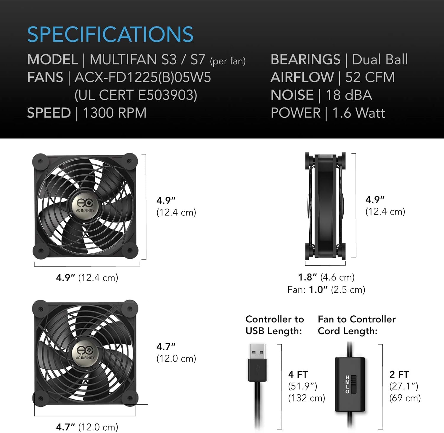 MULTIFAN S7, Quiet Dual 120Mm USB Fan