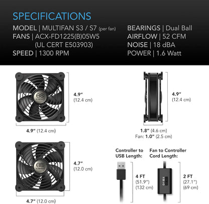 MULTIFAN S7, Quiet Dual 120Mm USB Fan