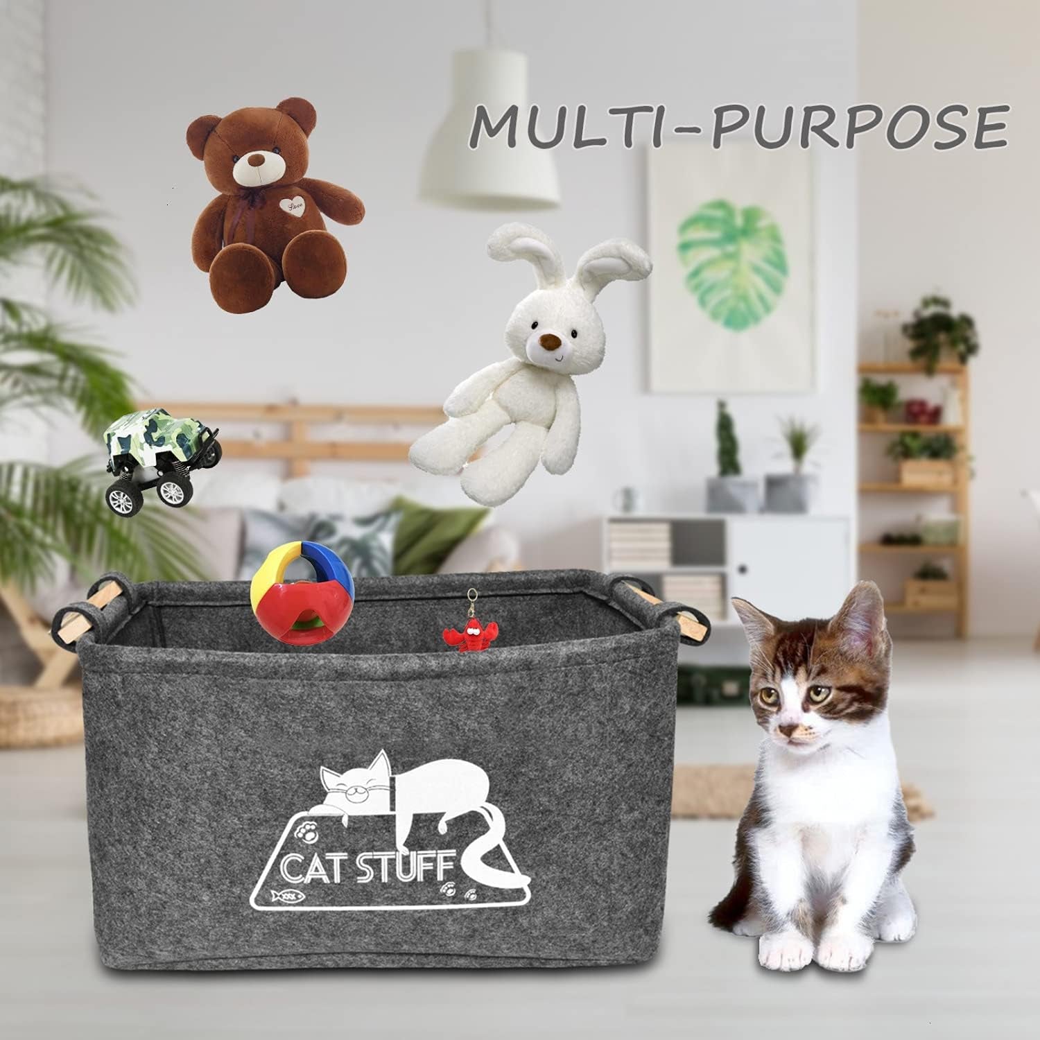 Cat Toy Box, Cat Toy Storage Basket