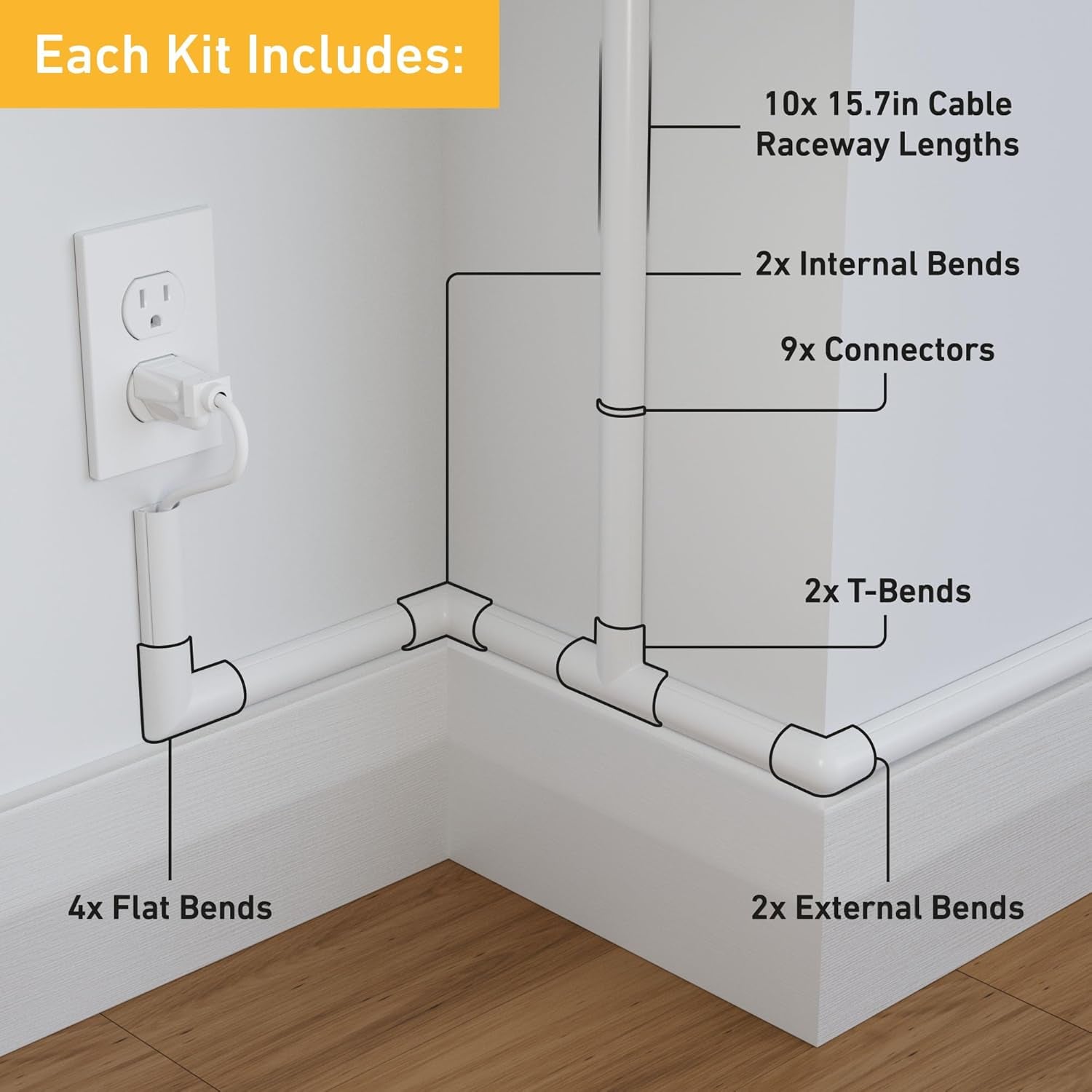 157In Cord Cover Kit, Self-Adhesive Wire
