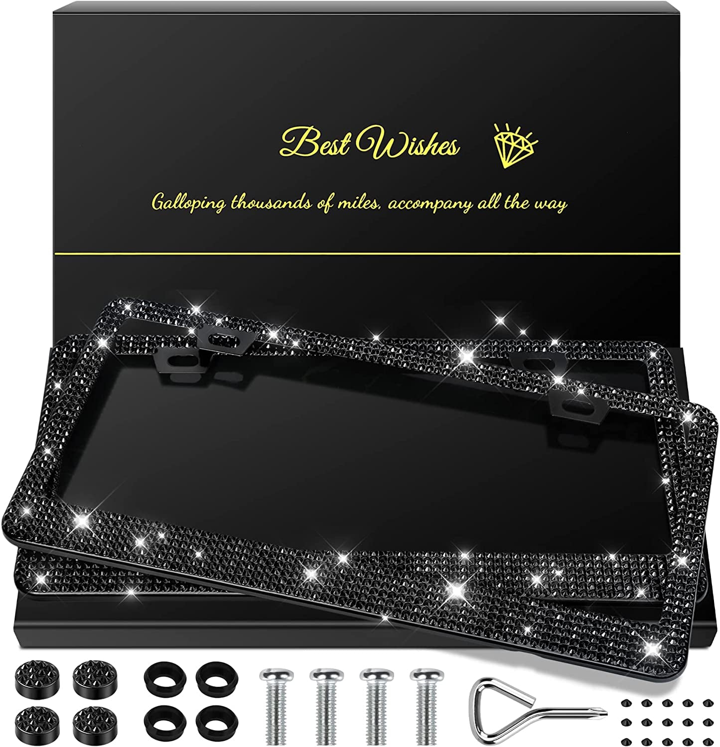 2 Pack Bling License Plate Frames ,Women