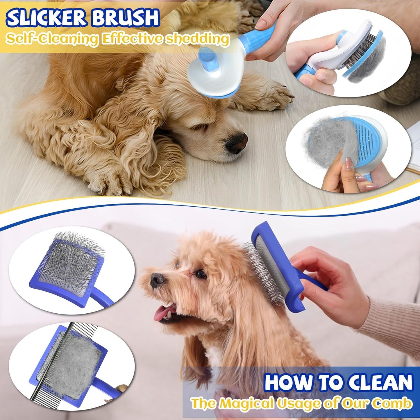 8PCS Dog Slicker Brush for Dogs Grooming