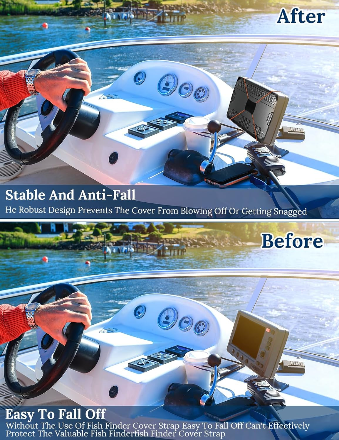 2 Pack Fish Finder Cover Straps 