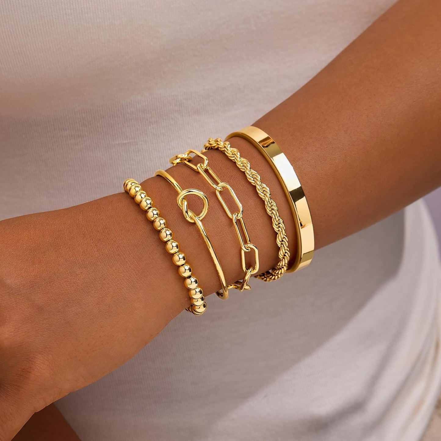 Gold Bracelets Set for Women Non Tarnish