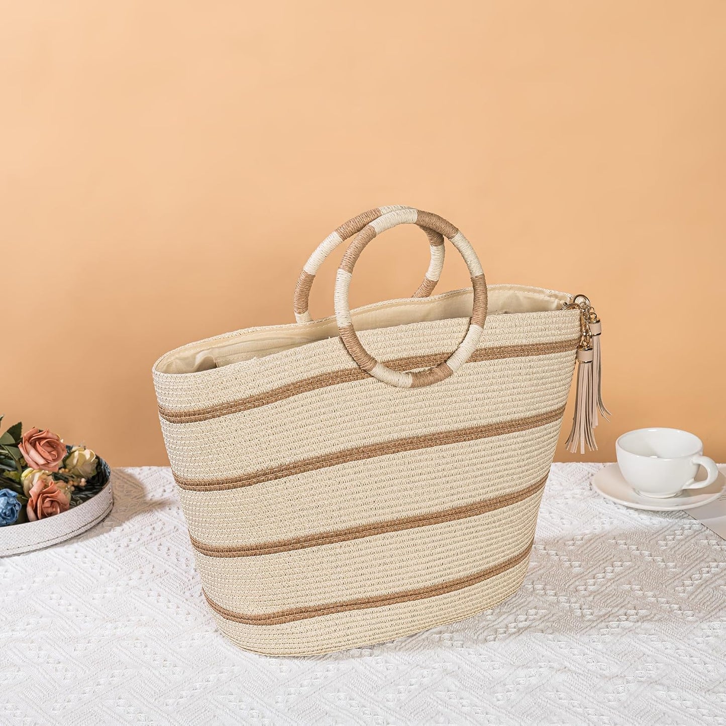 Beach Bags for Women Straw Tote Bag