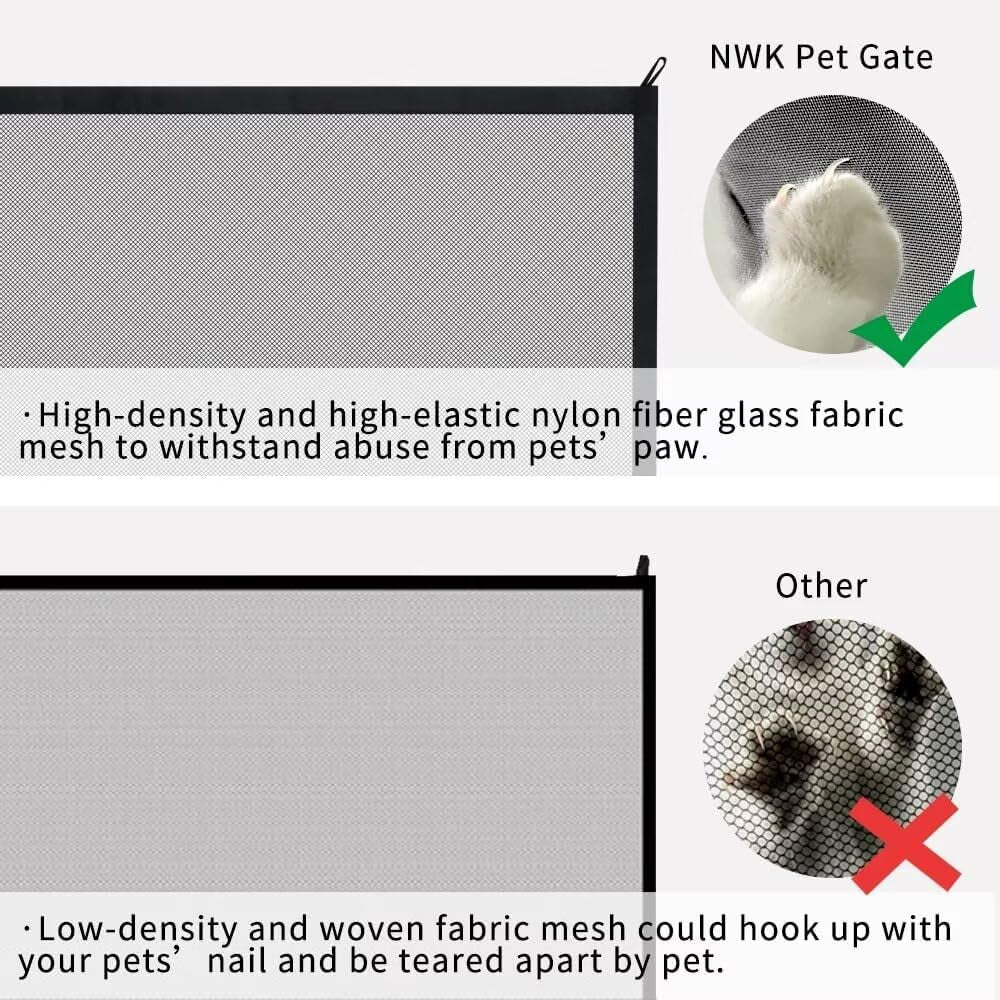 Magic Dog Gate for Stairs Pet Gate for the House Providing a Safe Enclosure for Pets to Play and Rest, 6 Hooks Design (30'' X 43'')
