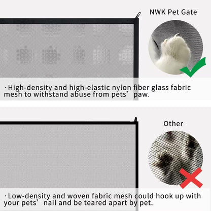Magic Dog Gate for Stairs Pet Gate for the House Providing a Safe Enclosure for Pets to Play and Rest, 6 Hooks Design (30'' X 43'')