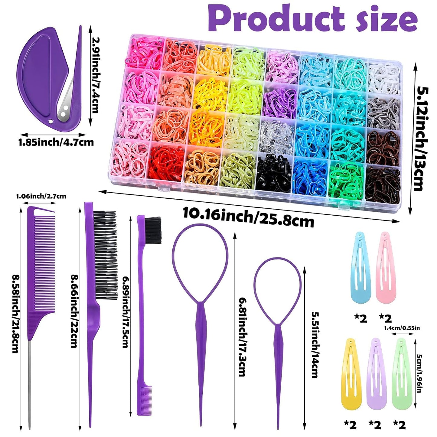 32 Colors Small Hair Rubber Bands with16