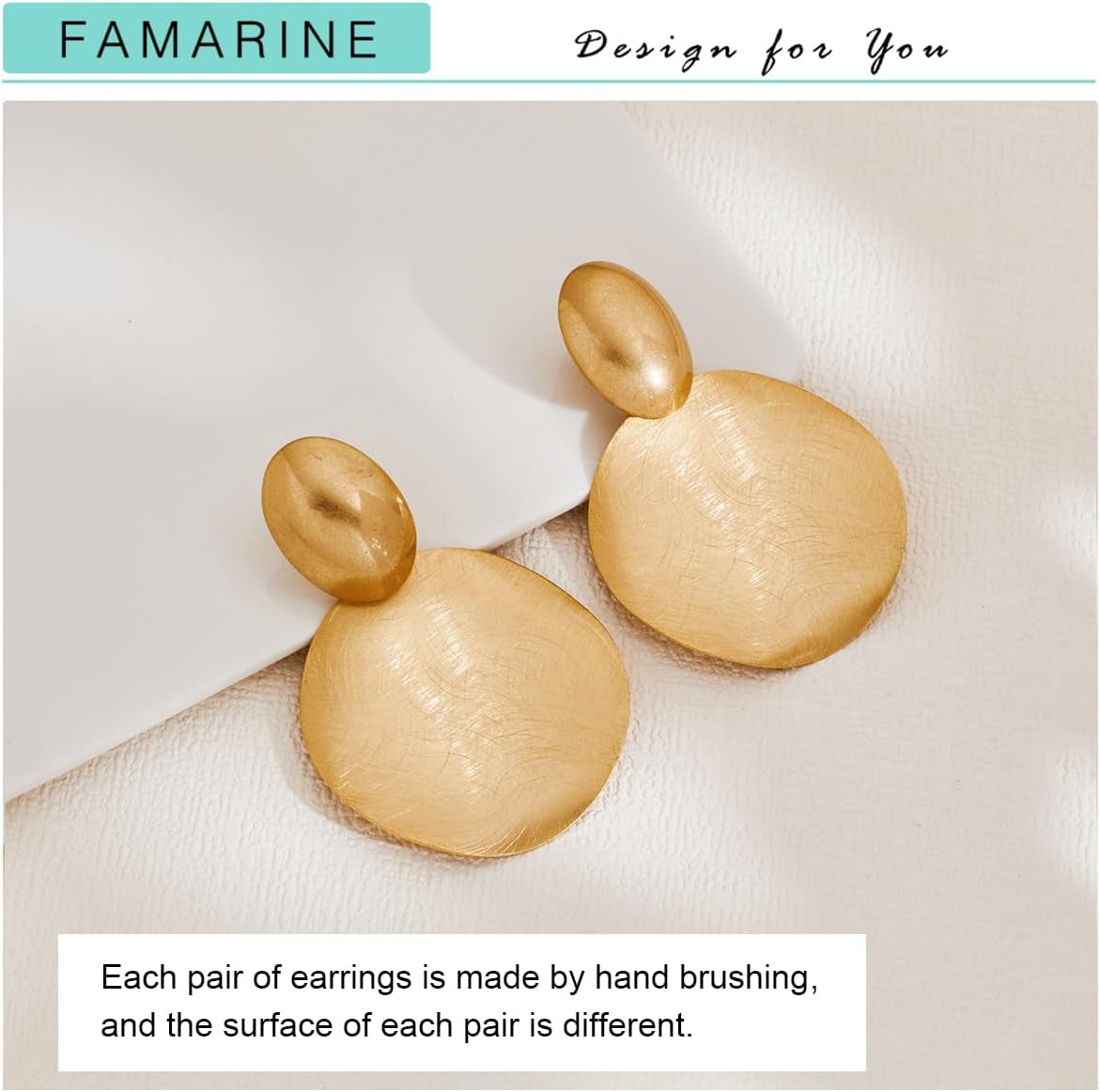 Big Disc Drop Earrings Gold Dangle 