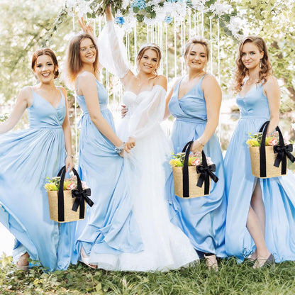 6 Pcs Bridesmaid Straw Beach Bags 
