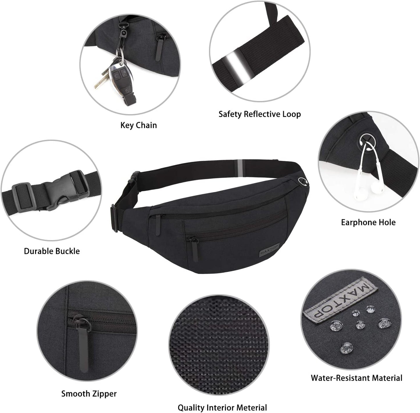 Large Crossbody Fanny Pack with 4Zipper 