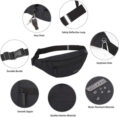 Large Crossbody Fanny Pack with 4Zipper 