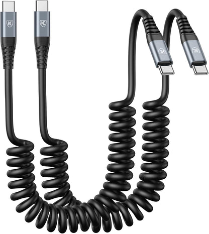 USB C to C Cable 3Ft 2Pack Coiled USB