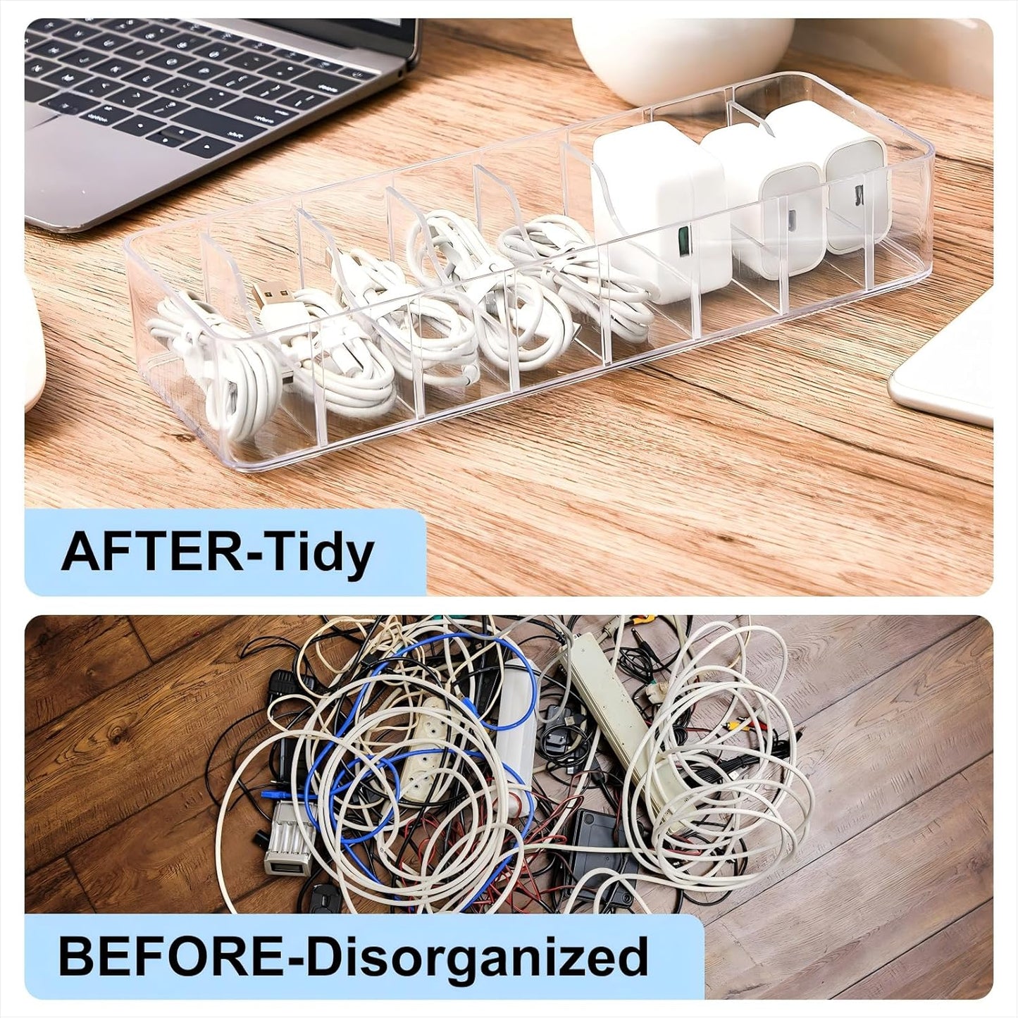 2 Pcs Cable Organizer with 20 Wire Ties