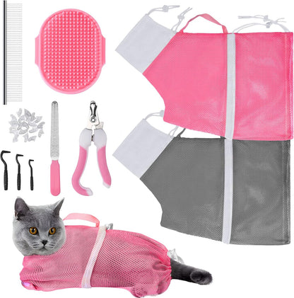 Cat Washing Bag 10 PCS Set, Adjustable