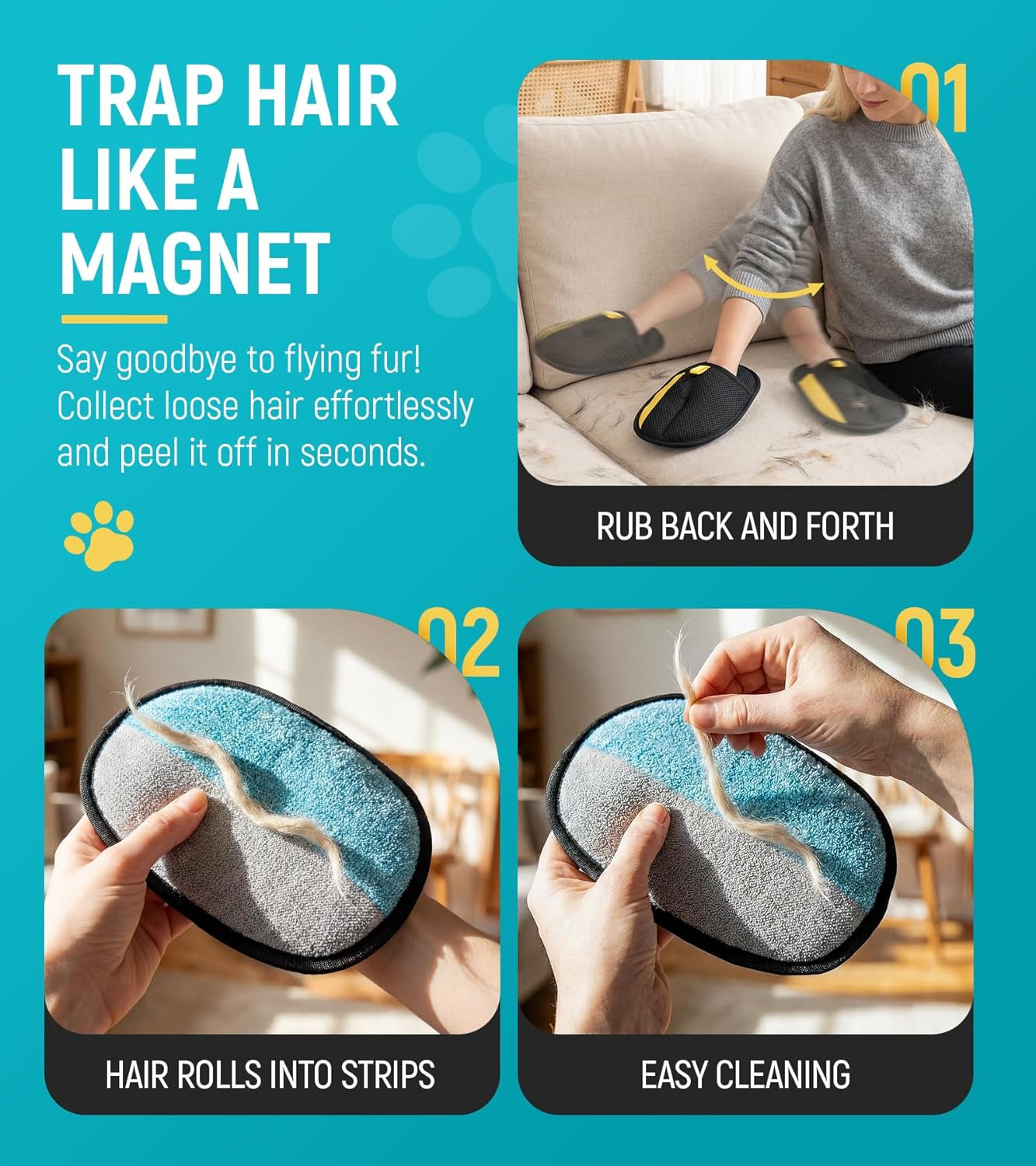 Pet Hair Removal Glove for Dogs & Cats 