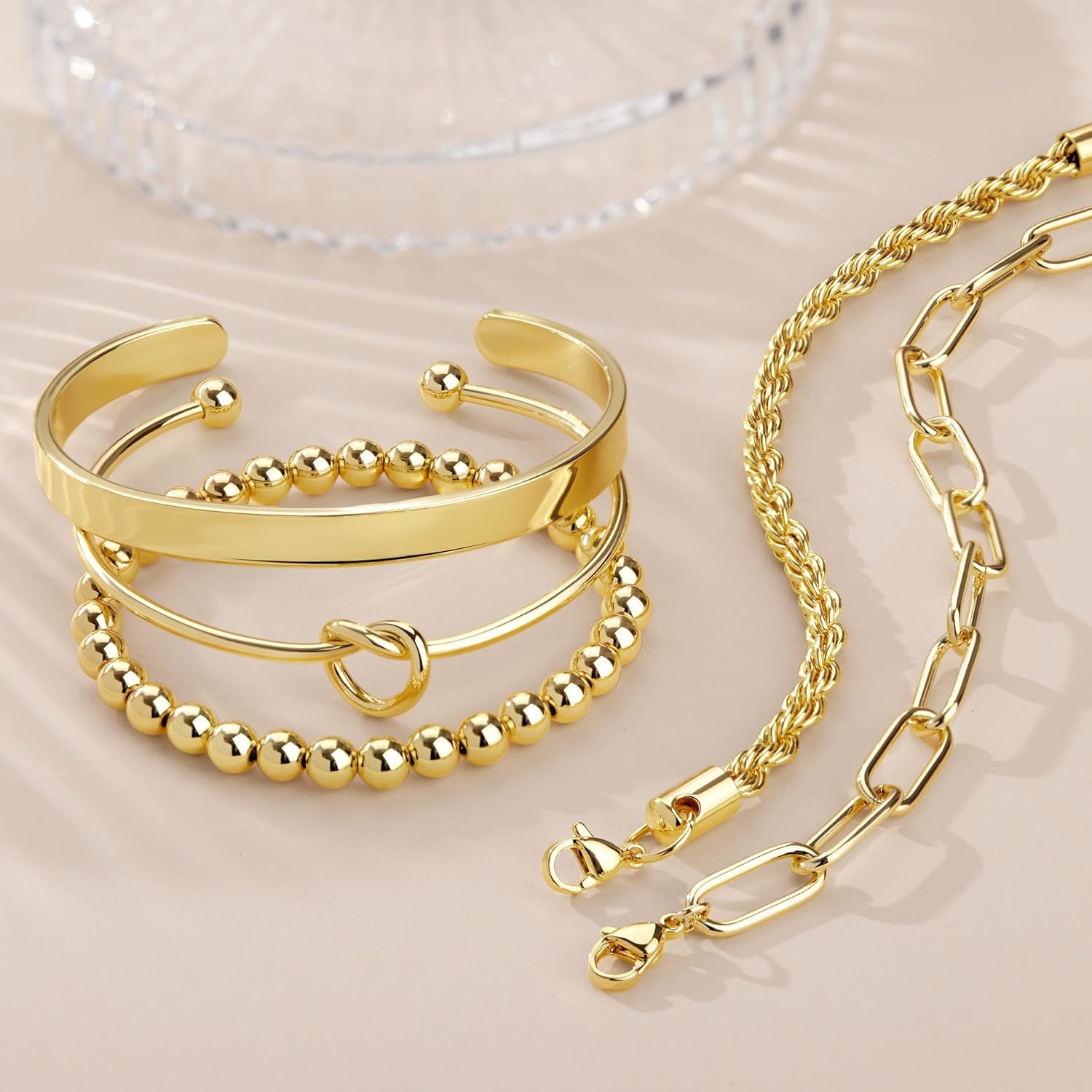 Gold Bracelets Set for Women Non Tarnish