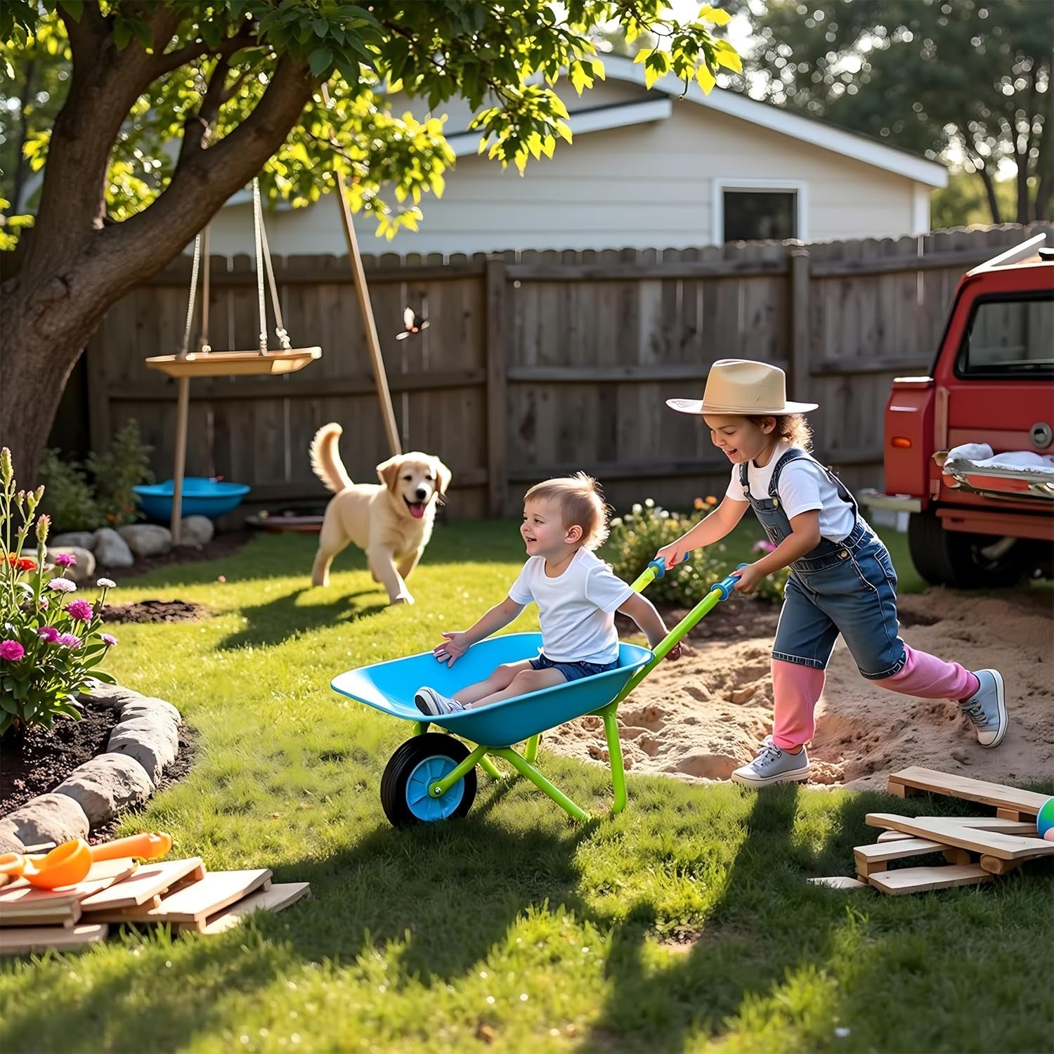 Kids Metal Wheelbarrow Child-Sized