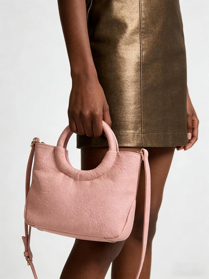 Women Woven Handle Bag PU Leather 