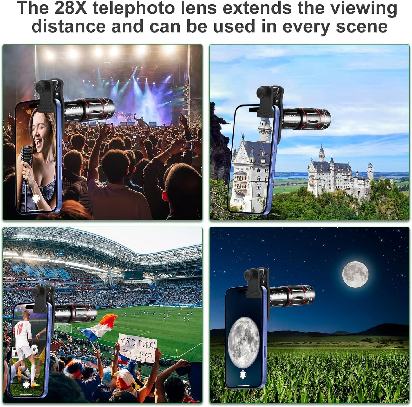 Phone Camera Lens Kit 28X Telephoto Lens