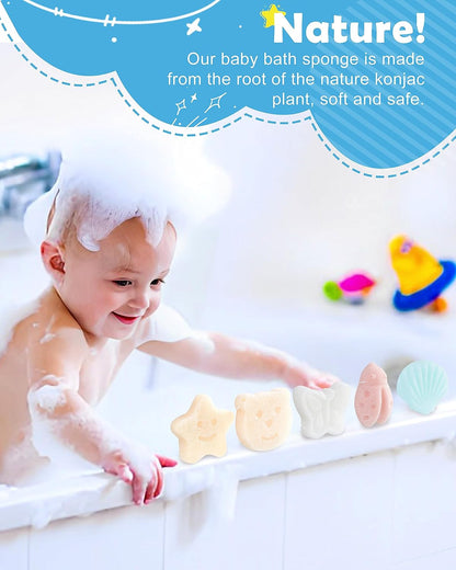 Konjac Baby Sponge for Bathing, 5Pcs 