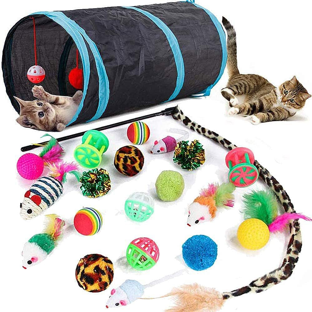 21 Pcs Cat Toys for Indoor Cats Collapsible