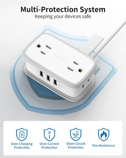 Travel Power Strip with USB 2 Pack