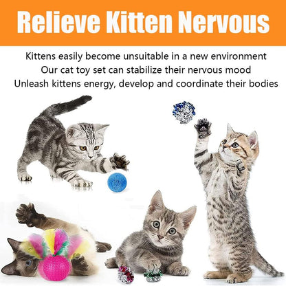 21 Pcs Cat Toys for Indoor Cats Collapsible