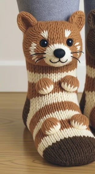Animal Print Knitted Floor Socks