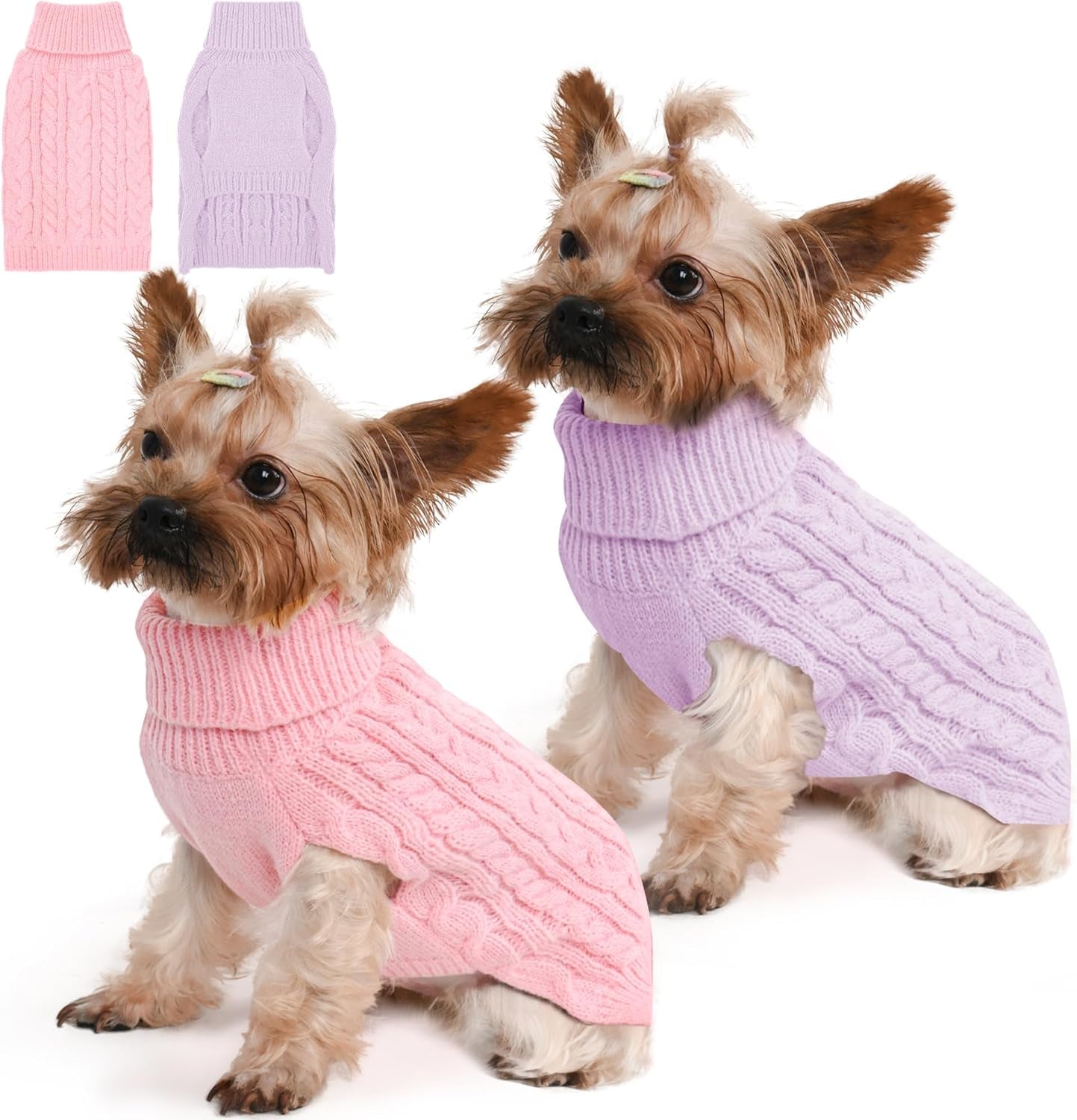 2 Pack Dog Sweaters for Small Dog Winter