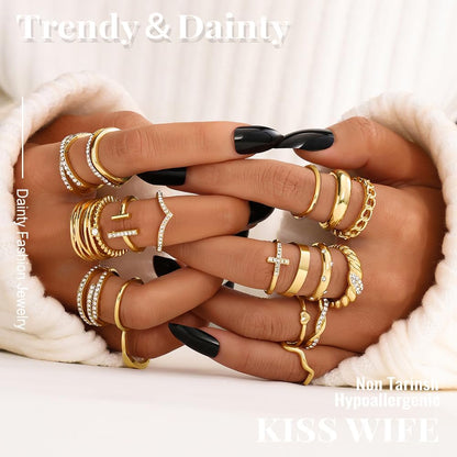 Golden Silvery Black Kunckle Rings Set
