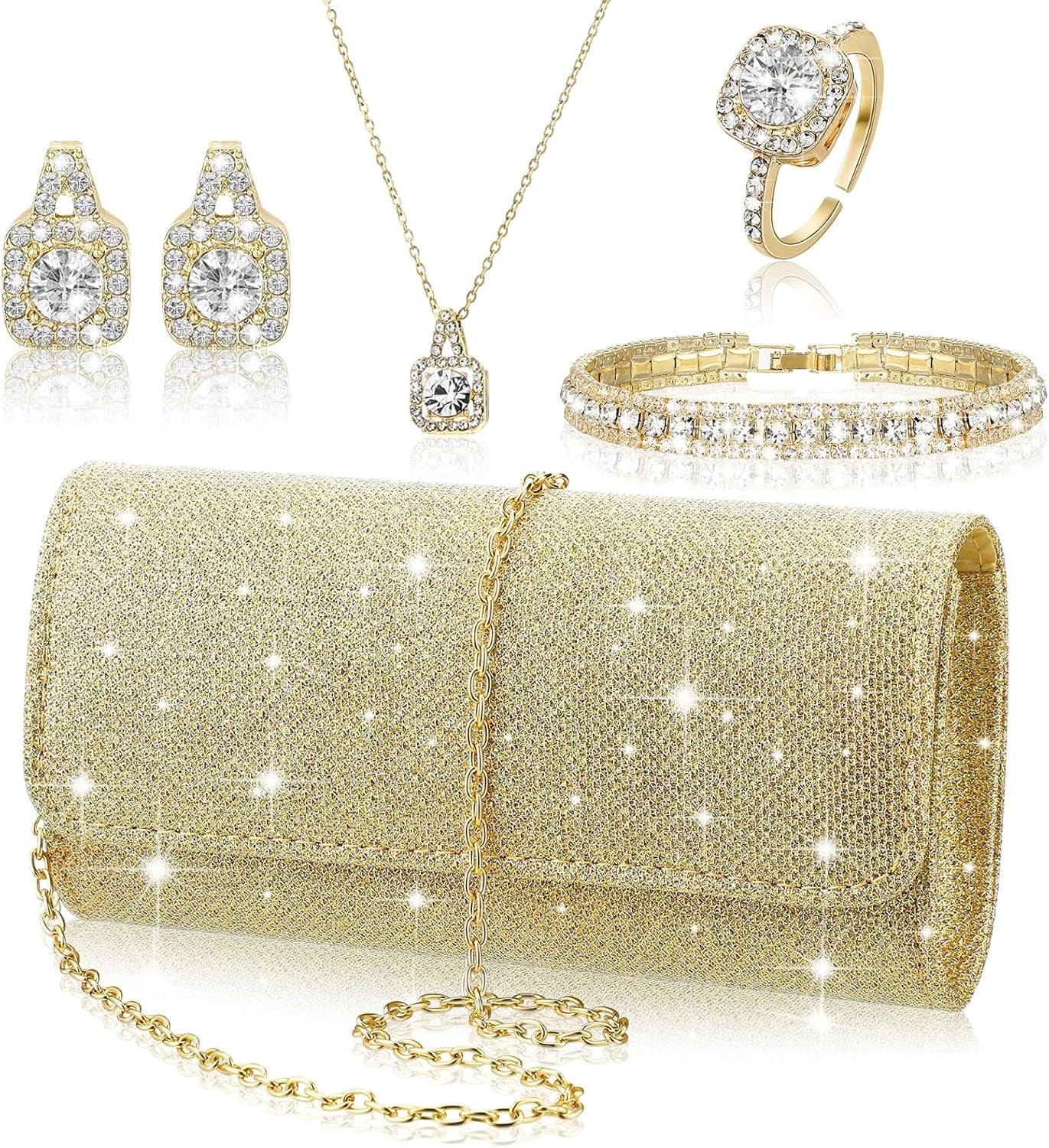 5 Pcs Rhinestone Jewelry Set for Women