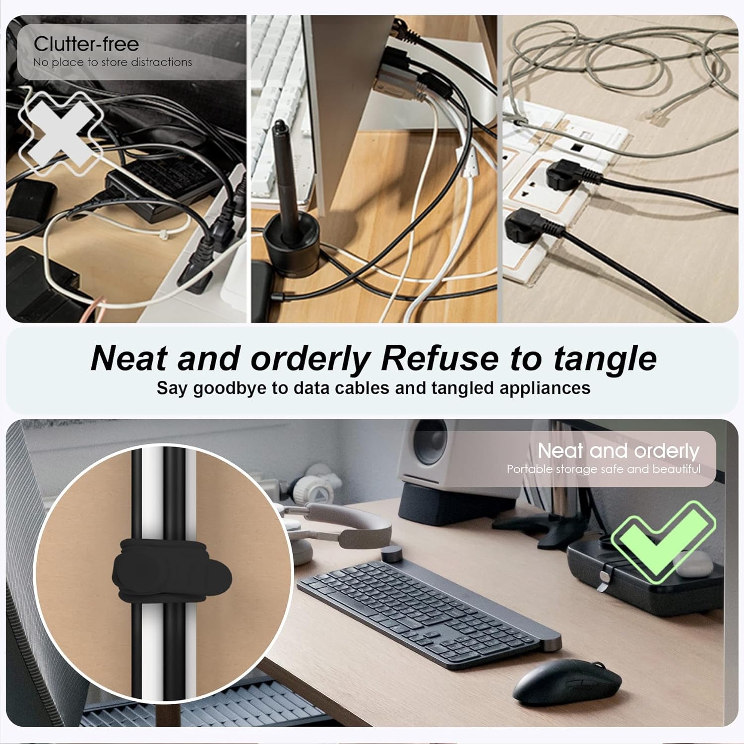 Silicone Cable Ties Cord Organizer