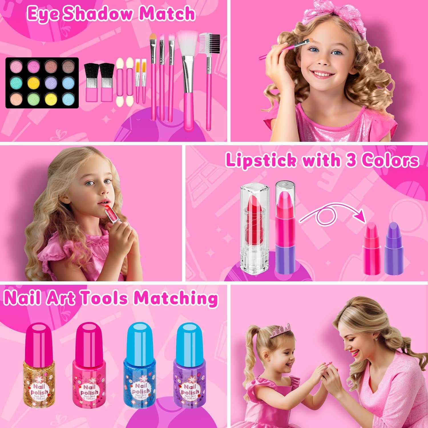 58 Pcs Kids Makeup Kit for Girl Princess