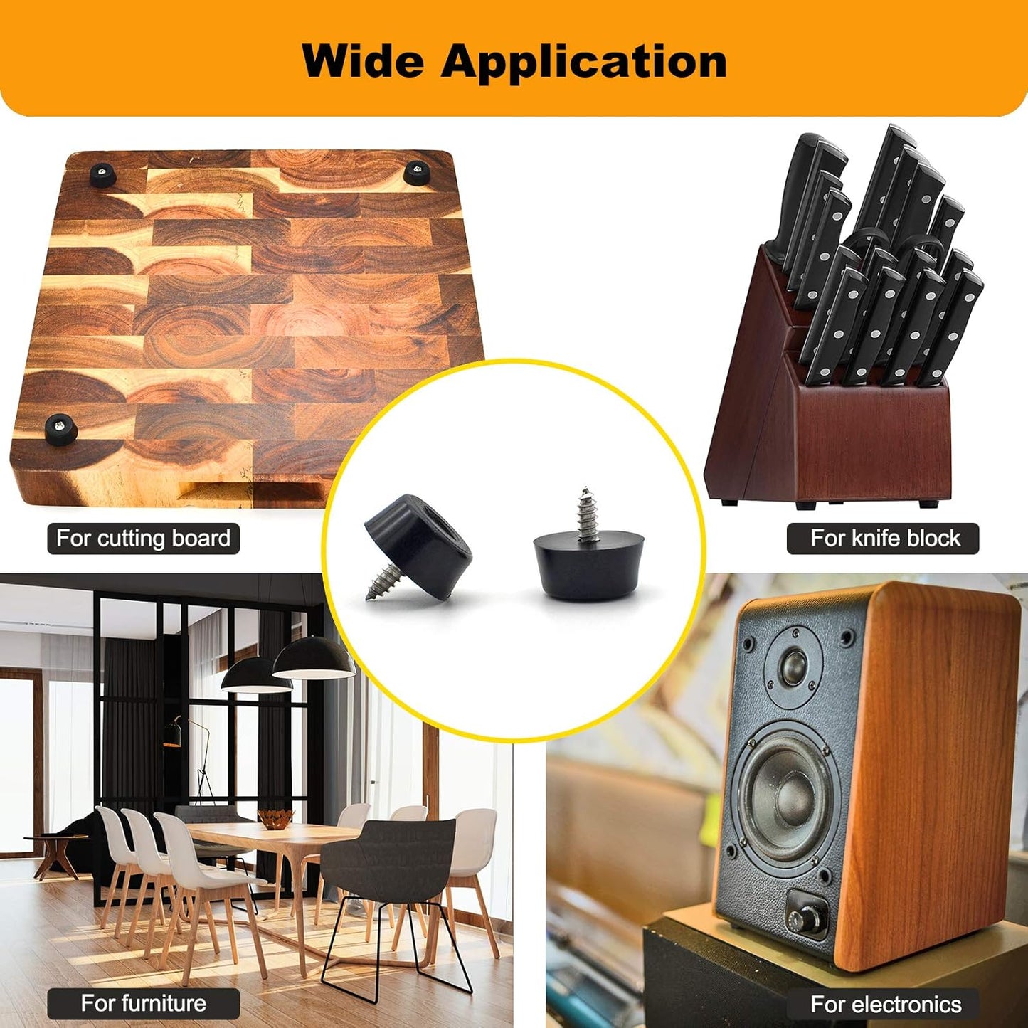 Rubber Feet for Cutting Board, Stainless