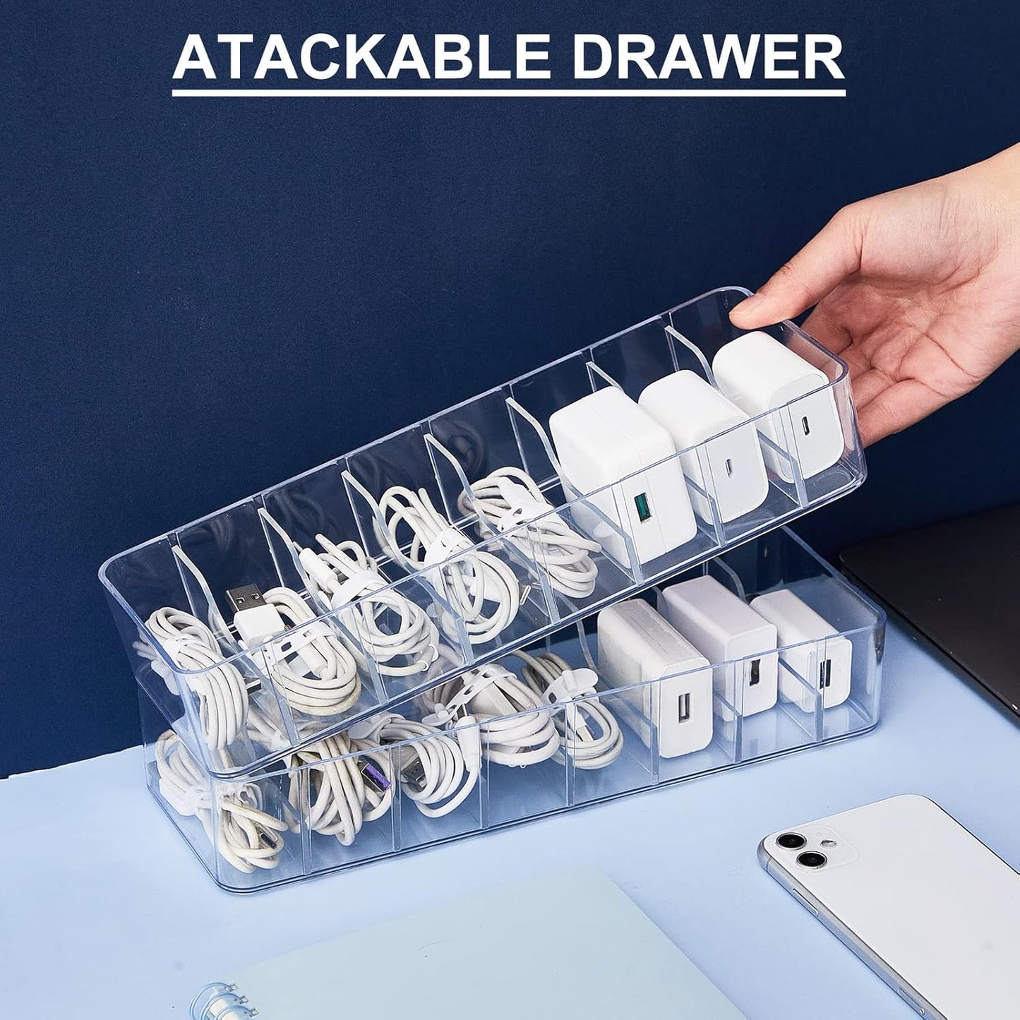 2 Pcs Cable Organizer with 20 Wire Ties